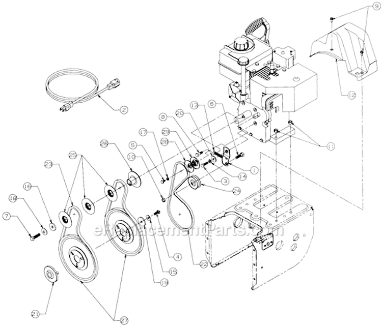 Page B Diagram and Parts List for 316E733E701 1996 Yard Man Snow Blower